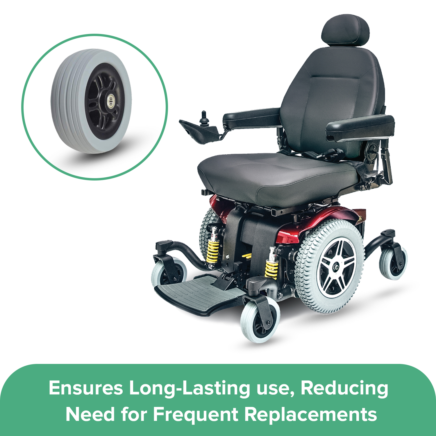 AlveyTech Front Anti-Tip / Rear Caster Wheel for Jazzy 614 & 614 HD Power Chair