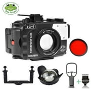 Seafrogs 60M/195FT Underwater Camera Housing Kit for Olympus TG-6 TG6 with Fisheye Tray Vacuum Black