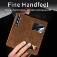 thumbnail image 4 of MonsDirect for 7.6 inch Samsung Galaxy Z Fold 3 5G 2021 Case, Nappa Leather with Flip Folding Magnetic Face Cover, Window Design with Hidden Kickstand Full Protective Case for Galaxy 3, Nappa Brown, 4 of 7