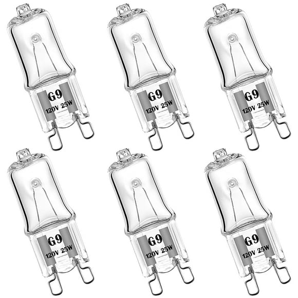 Bombilla halógena YBEK G9 120V 25W T4, paquete de 6, regulable
