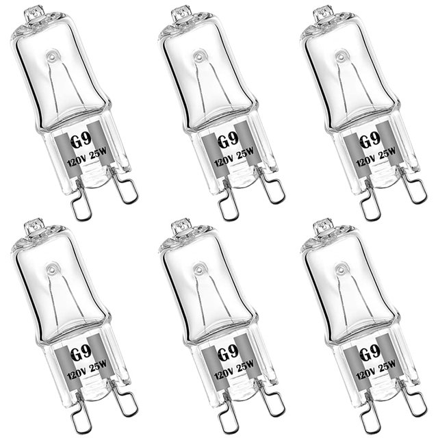 Bombilla halógena YBEK G9 120V 25W T4, paquete de 6, regulable