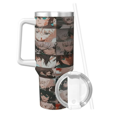 

40 OZ Yuichiro Hyakuya Ice Bully Cup with Handle Straw Lid Double Wall Stainless Steel Tumbler Travel Coffee Cup Beautiful Insulation and Cooling Cup for Christmas Birthday Present