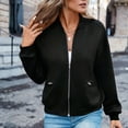 thumbnail image 2 of hoksml Women's Full Zip Jacket, Ribbed Collar Long Sleeve Zip Up Outerwear with Zipper Pockets, Oversized Loose Fit Solid Color Casual Coat, 2 of 6