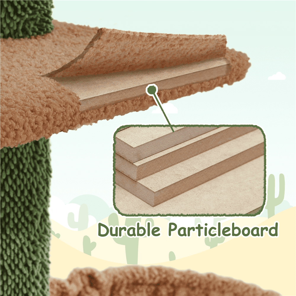 Alden Design 52.5'' Height Cactus Cat Tree Condo with Natural Sisal, Green/Brown