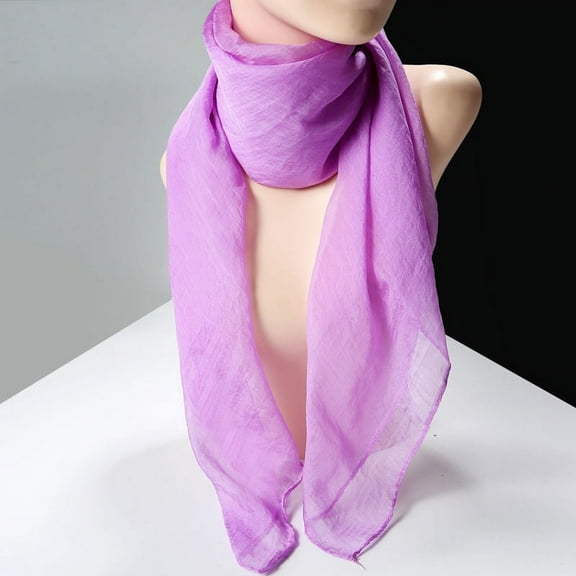 ERDOUY Elegant Personalized Scarf, Solid Color Scarf Thin Chiffon Scarf Versatile Square Decorative Scarf (Light Purple)