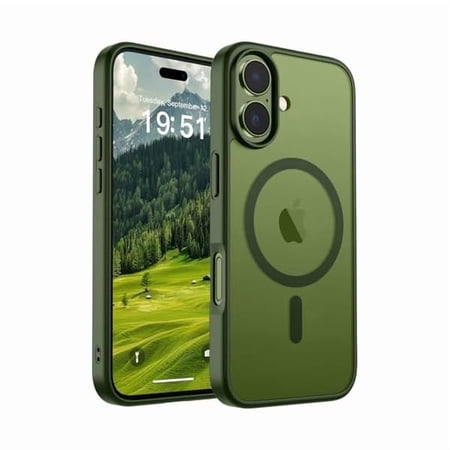 ZHU997 Magnetic for iPhone 17 Case (Compatible with MagSafe)(Military Grade Drop Protection) Translucent Matte Shockproof with Anti-Fingerprint Phone Cover 2025,Cangling Green