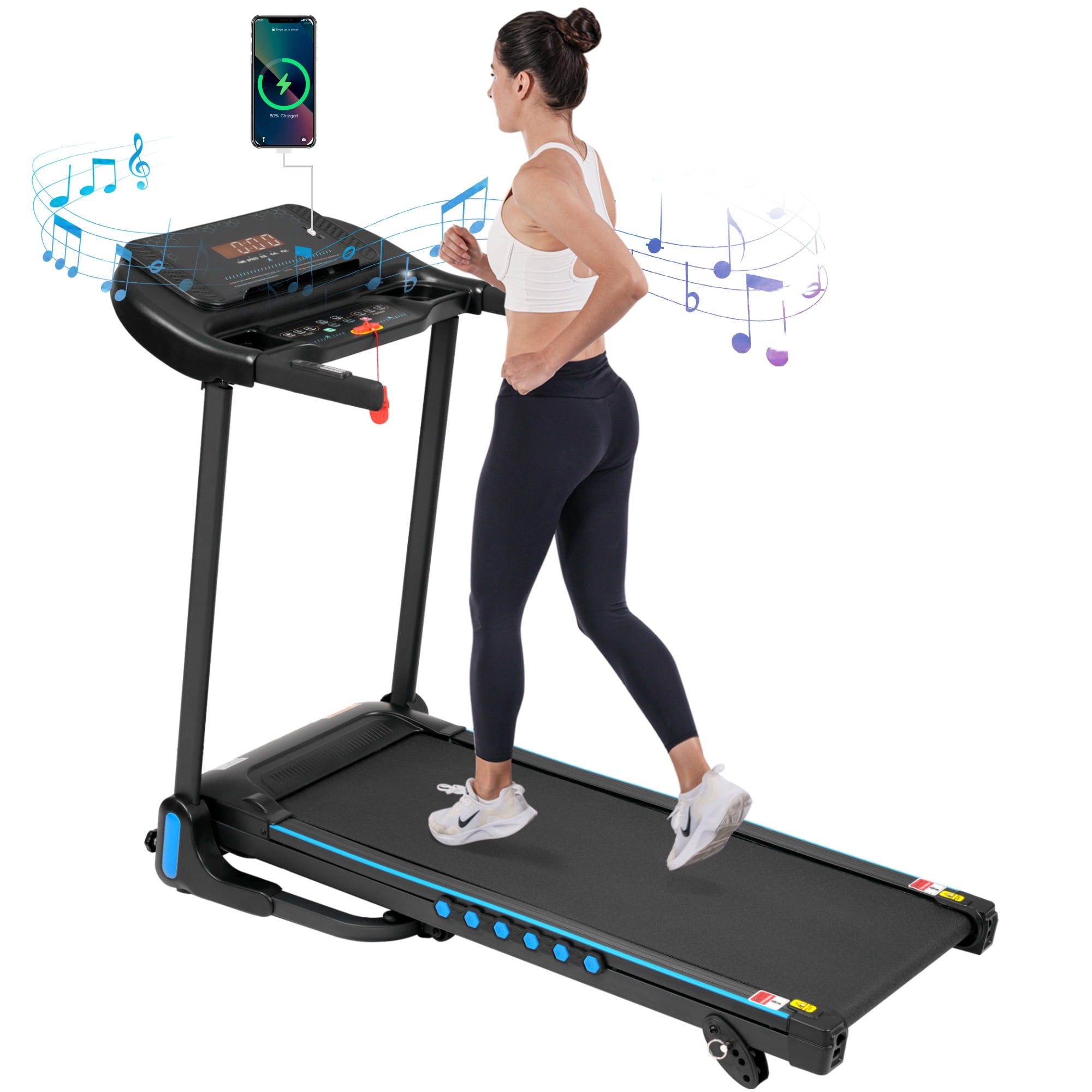 Aukfa Electric Treadmill with Incline, 350 lb Capacity, 10 mph Max Speed, 3 HP Folding Treadmill