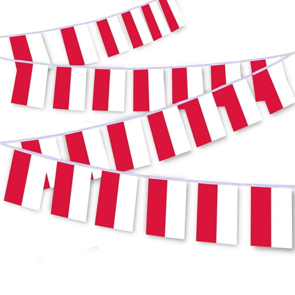 30 PCS Poland Flag String,32 FT Polish Bunting,Decoration Banner for Outdoor Indoor Patio Yard Decor