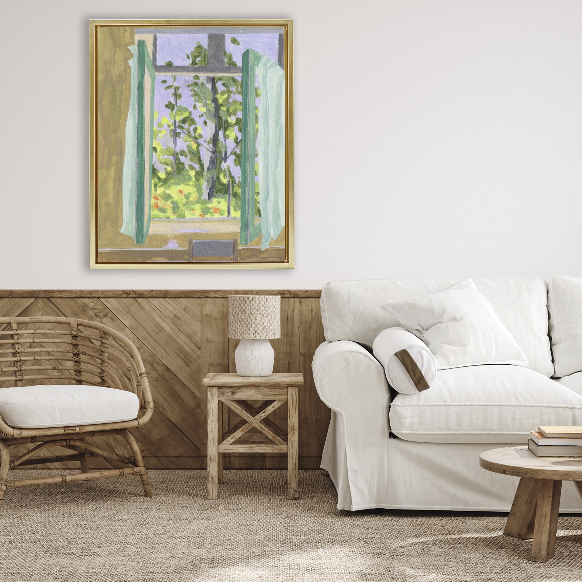 A Seat For Spring Gold Framed Floater Canvas Wall Art, design by Melissa Wang