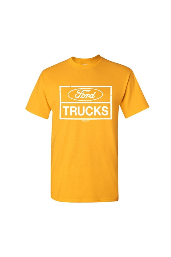 Distressed Ford Trucks T-Shirt F150 American Pick Up Cotton Tee, Yellow, XX-Large