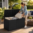 thumbnail image 6 of Nnovaroom 70-Gallon Outdoor Storage Box, Deck Box, Outdoor Storage Bench with Lock-Ready Latch, Black, 6 of 10