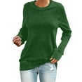 thumbnail image 1 of Pxiakgy T-Shirts pour Femmes T-Shirts Décontractés Col Rond Chandail en Molleton Manches Courtes Longues Chemise Douce Ample Verte + 5TG, 1 of 4