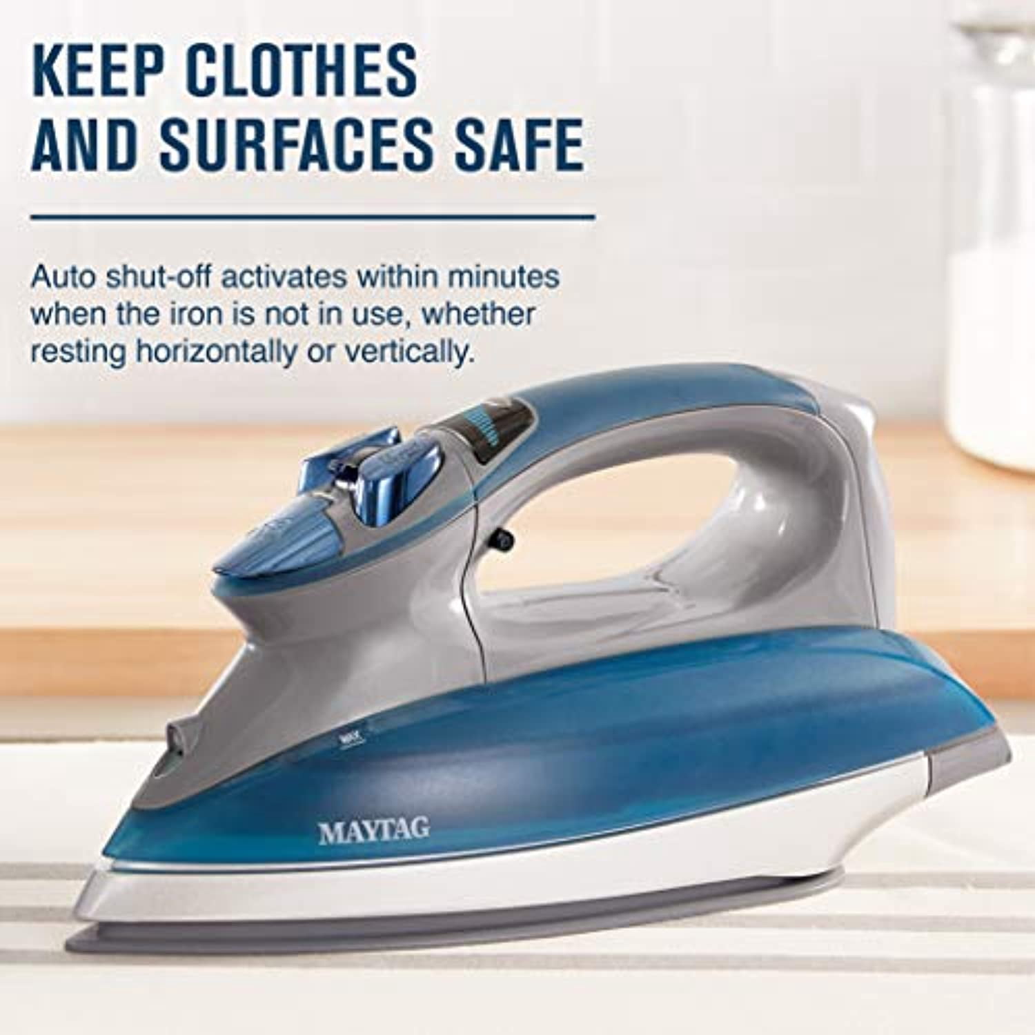 Maytag Digital Smart Fill Steam Iron & Vertical Steamer with Pearl Ceramic Sole Plate, Removable Water Tank + Thermostat Dial, Grey/Blue, M1400