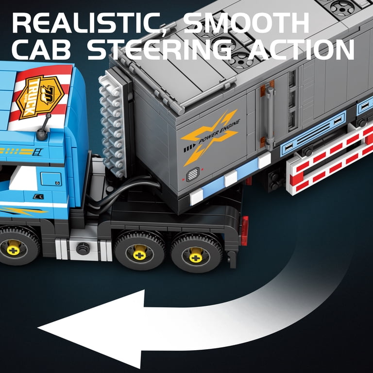 992PCS Container Truck Building Blocks European Heavy Duty Trailer Car ...