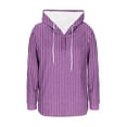 thumbnail image 5 of gbyLJF Womens V-neck Hooded Sweatshirt Vertical Striped Printed Drawstring Hoodie Casual Loose Fit Long Sleeve Pullover Top, 5 of 6