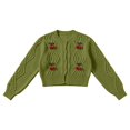 thumbnail image 5 of Arlun 3D Cherry Cropped Cardigan Sweater for Women Classic Crew Neck Open Front Long Sleeve Chunky Cardigans Cute Trendy Fall Winter Button down Short Outerwear, 5 of 6