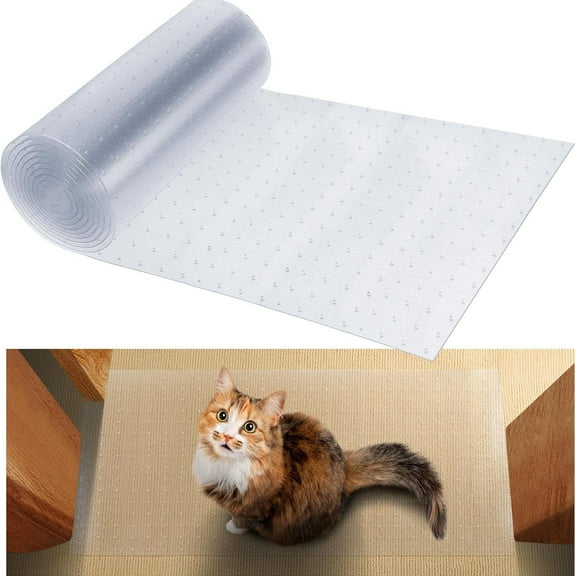 3.9Ft(L) Carpet Protector for Pets - Anti-Slip Cat Carpet Protector, Scratch Resistant Pets Scratch Stopper, Easy to Cut Floor Runner Under Doorway to Prevent Tearing for Cat Owner Gifts