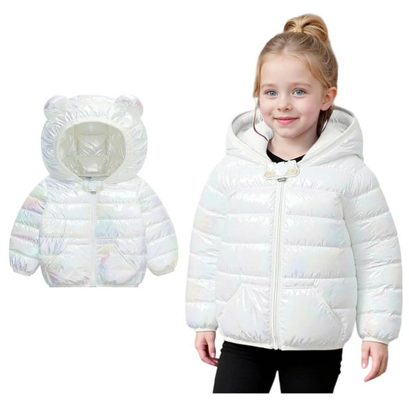 Baby Boys Girls Winter Coat,Little Boys Girls Puffer Coat Cute Bear Ear Hooded Jackets with Pockets Long Sleeve Light Winter Coats for Toddler Baby Baby Jacket Little Boys Girls Clothes