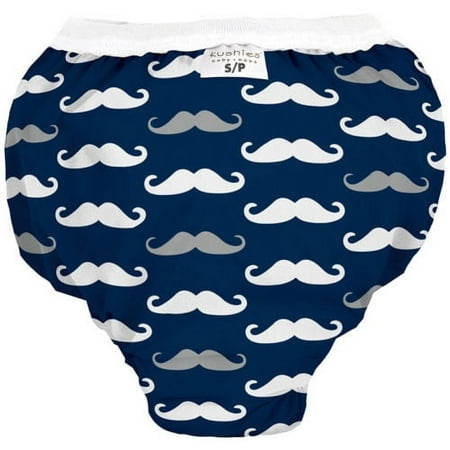 Kushies Baby Waterproof Training Pant (22-29 Pounds), Navy Mustache, Small