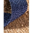 thumbnail image 3 of 6 Ft Round Navy Blue & Natural Jute Area Rug, Hand-Woven, Reversible, Farmhouse Boho Style, Durable & Pet-Friendly Rug for Living Room, Dining Room, and Bedroom, 3 of 5