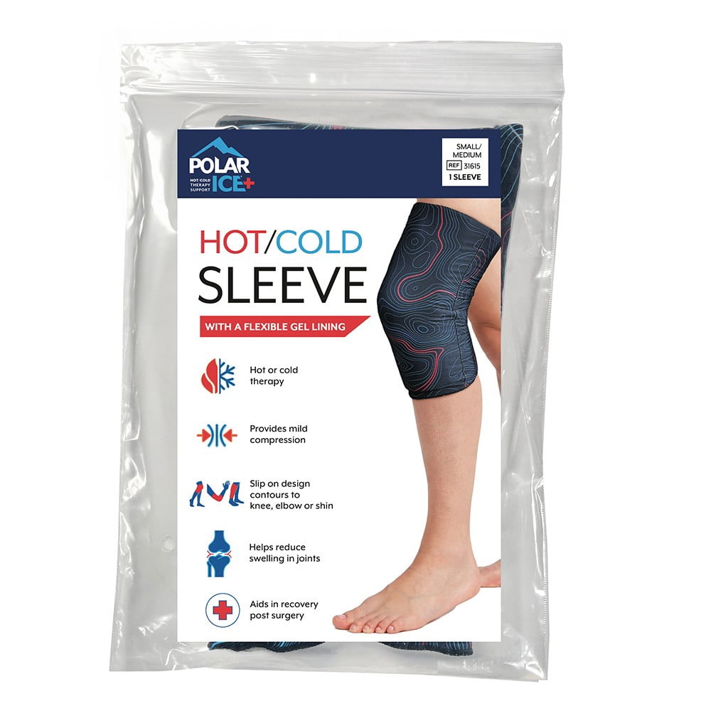 Brownmed Polar Ice - Hot/Cold Therapy Sleeve with Soft Gel Lining – Reusable Slip-On Compression Wrap for Knee, Elbow, Joint & Muscle Pain Relief, Injury, Swelling, Post-Surgery, Arthritis – S/M