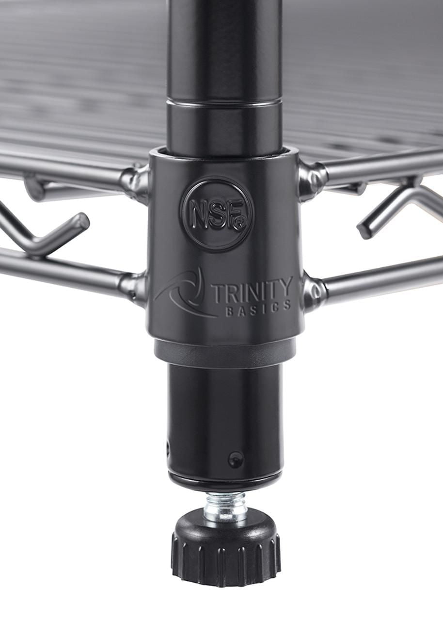 TRINITY Basics 5-Tier Wire Shelving Rack | 36 x 18 x 76 | Includes Wheels | NSF | Black