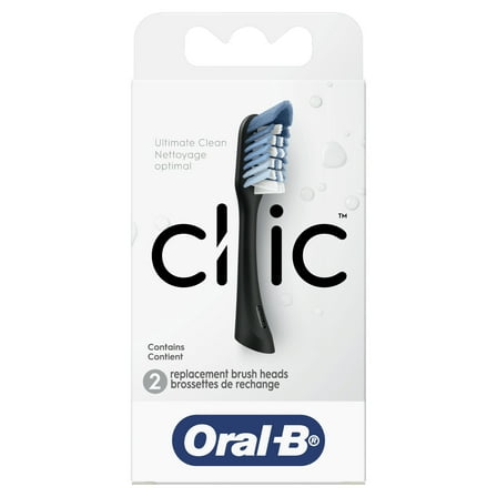 Oral-b clic toothbrush replacement brush heads, black, 2 count