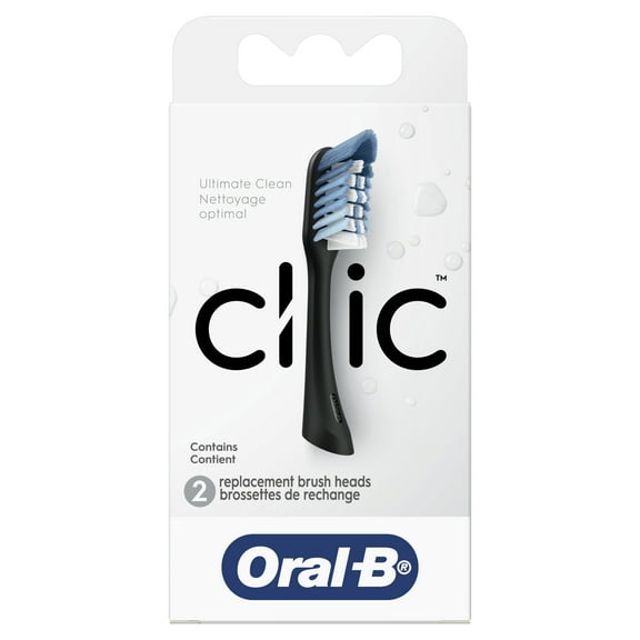 Oral-b clic toothbrush replacement brush heads, black, 2 count