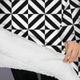 thumbnail image 3 of Oversized Wearable Blanket Hoodie,Black White Triangle Checkered Pattern Sherpa Blanket Hoodie with Super Pockets,Super Warm Fuzzy Pullover for Women & Men, 3 of 6