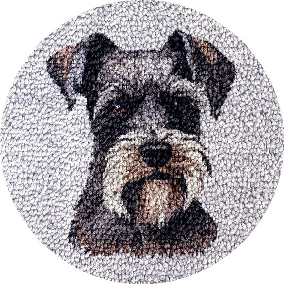 Schnauzer DIY Latch Hook kits Rug Color Printed Round Shape Crochet Yarn Embroidery Needlework Hook and Latch Kit Carpet Cushion Home Christmas Decoration 50x50cm(4)