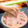 thumbnail image 5 of Ponpon 3 Sets Embroidery Kit for Beginners, Sewing Cross Stitch Kits Set with Follow Instruction Threads Needles and Wooden Embroidery Hoops, Plant Floral Pattern for Craft Lover Adult (Style B), 5 of 9