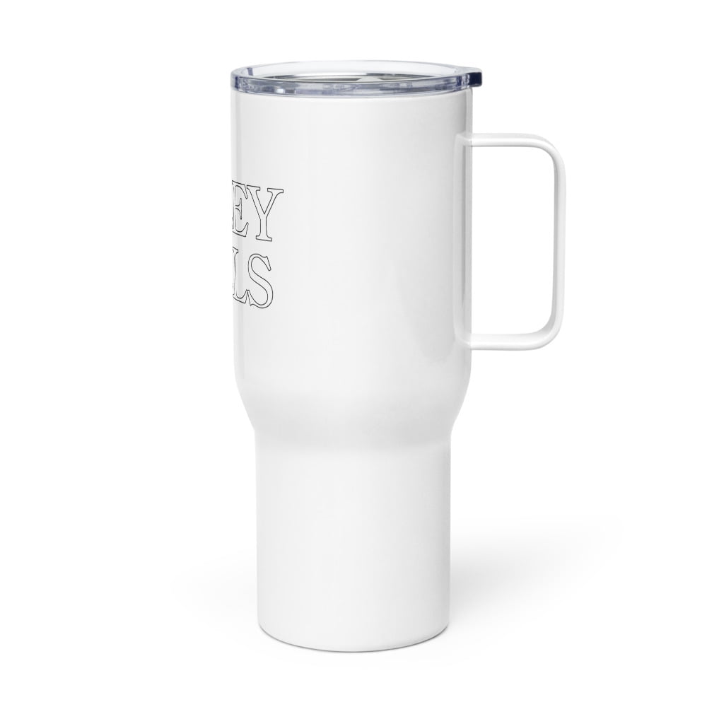 Holey Balls Pickleball Travel mug with a handle (25 oz)