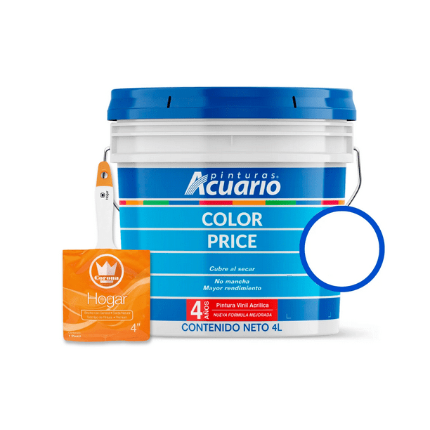 Pintura Vinil Acrílica Color Blanco Acuario 4 Litros Mate
