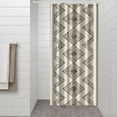 thumbnail image 3 of Small Stall Narrow Shower Curtain 36"W x 72"L – Tropical Bohemian Leaves, Mid-Century Abstract Boho Botanical Bathroom Decor, Vintage Floral Palm Leaf Pattern, Rustic Tribal Folk Style, 3 of 5