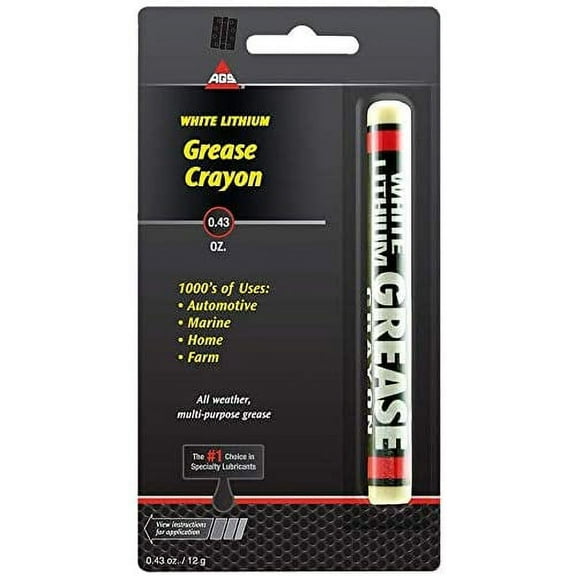 AGS White Lithium Crayon, Grease Stick, .43 oz - Automotive, Marine, Home, Farm