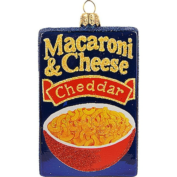 Macaroni and Cheese Food Box Polish Blown Glass Christmas Ornament Decoration