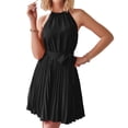 thumbnail image 1 of Mini Vestidos Vestido de mujer de una línea de color sólido con cuello halter vestido de sol para cóctel (negro S) Cgtredaw Para estrenar, 1 of 6
