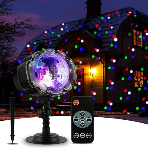 Christmas Projector Lights Outdoor, Multicolor Rotating Snowfall Projector, Moving Points Snowflake Christmas Projection Lights Outdoor Yard Decorations for House Garden Holiday Decor