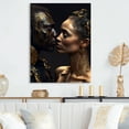 thumbnail image 2 of Designart Gold African Amercian Couple Kissing Canvas Wall Art, 2 of 5