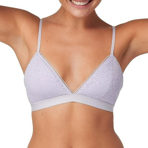 Maidenform Pure Comfort Stretch-Lace Purple Bralette | Size Large | Wireless | Removable Cups
