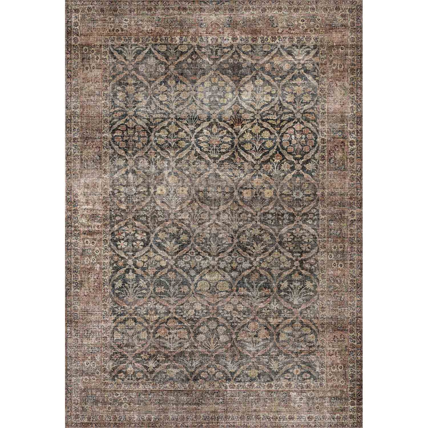 BERTHMEER 4'x6' Washable Area Rugs for Entryway Entrance Kitchen Bedroom Office Rugs Non Slip Vintage Traditional Oriental Distressed Throw Rugs,Navy Blue