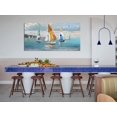 thumbnail image 5 of HFDF Blue Abstract Wall Art Canvas Ocean Sailboat Picture Modern Coastal Patg Nautical Handmade Artwork Textured for Livg Room Bedroom Home Office Wall Decor, Extra Large 10x8inch Framed, 5 of 6