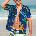 thumbnail image 7 of Kll Men'S Hawaiian Shirt Short Sleeve Button Down Beach Shirts-Dinosaur In Space, 7 of 7
