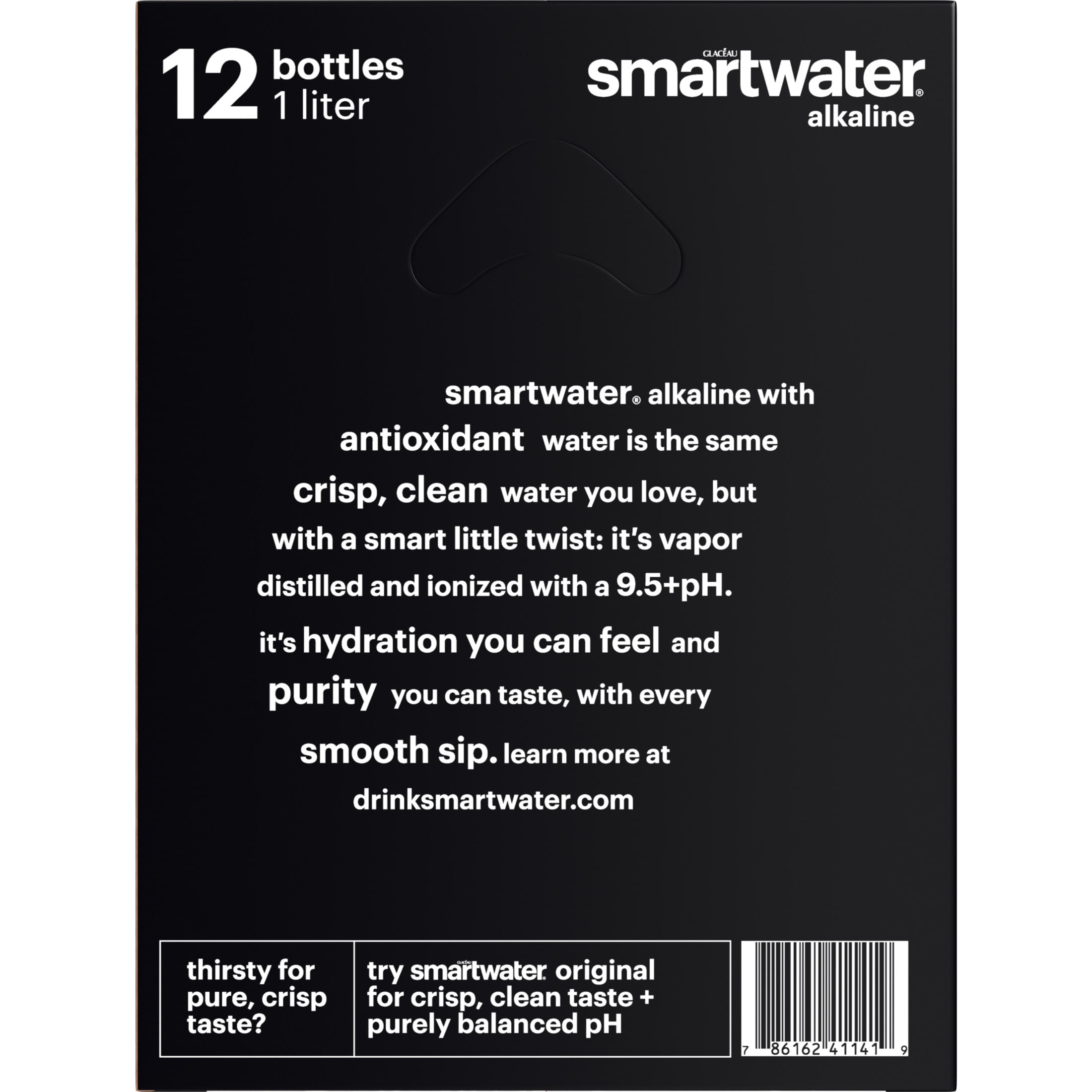 smartwater Alkaline with Antioxidant Water Bottles, 33.8 fl oz, 12 Pack