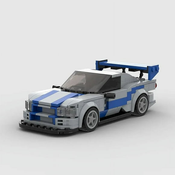 Nissan Skyline GTR R34 Compatible with LEGO Car Kit Speed Champions Fast and Furious Toy Model Building , Collectible with Racer Minifigure - 332 Pieces
