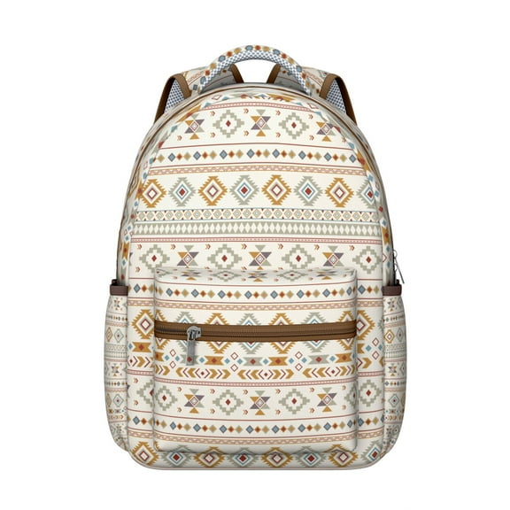 "Boho Chic Campus Essential Backpack - Tribal Print with Laptop Compartment, Durable & Water-Resistant for College Students & Travelers"
