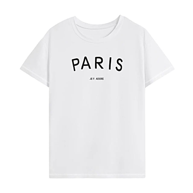 Camiseta para mujer ropa de verano moda simple suave cuello redondo camiseta para el trabajo playa M