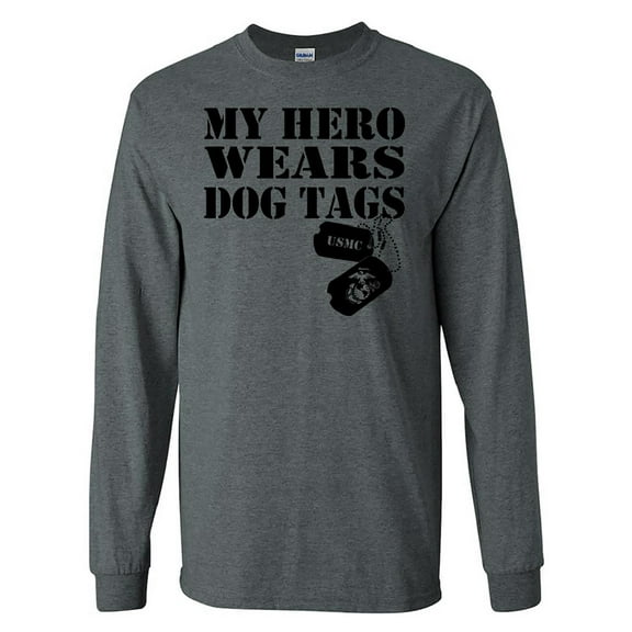 My Hero Wears Dog Tags - USMC Logo Long Sleeve T-Shirt