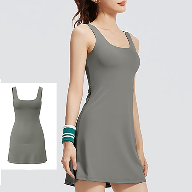 Ovzne Robes Grande Taille pour Femmes Courbes Robe de Sport Tennis avec Rembourrage Robe de Yoga Printemps en Liquidation
