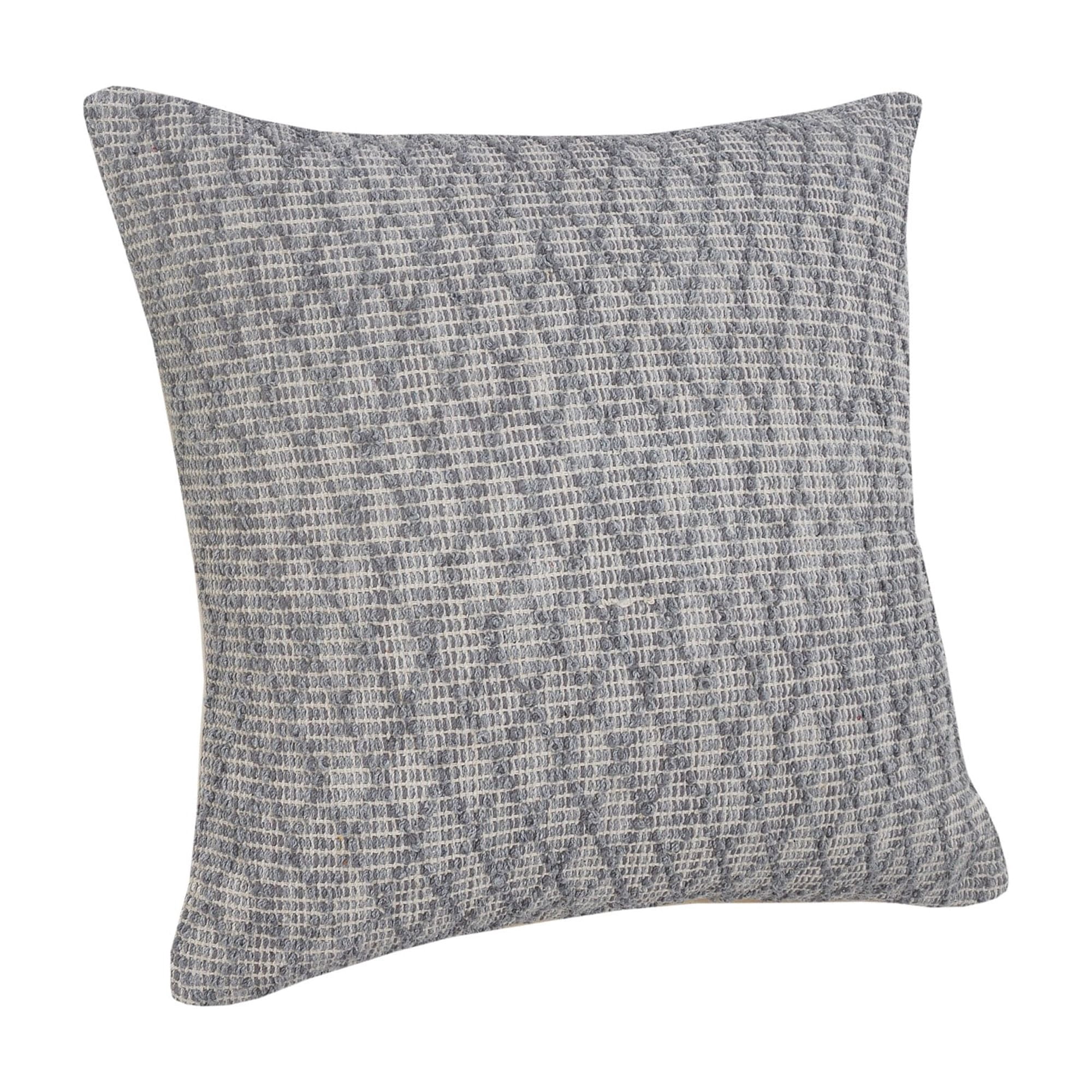 Laddha Home Designs Handwoven Over Tufted Diamond Cotton Throw Pillow Cover - 20" - Gray